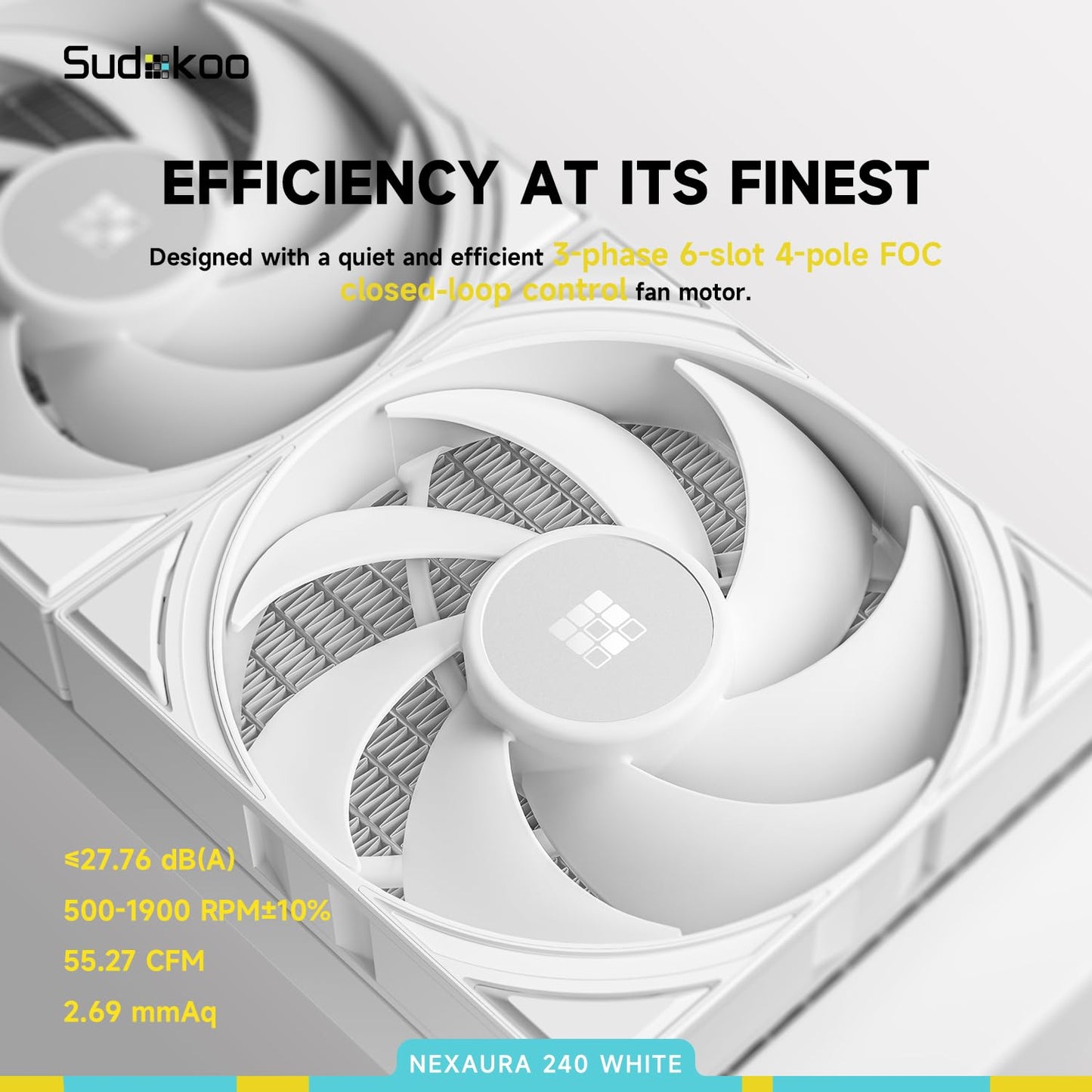 Sudokoo NEXAURA 240 Liquid CPU Cooler: 240mm AIO CPU Cooler with PWM Pump & ARGB Pump Head - Water Cooling with FDB Fans for Intel LGA 1851/1700/1200/115X AMD AM5/AM4 - Black - PuriLite