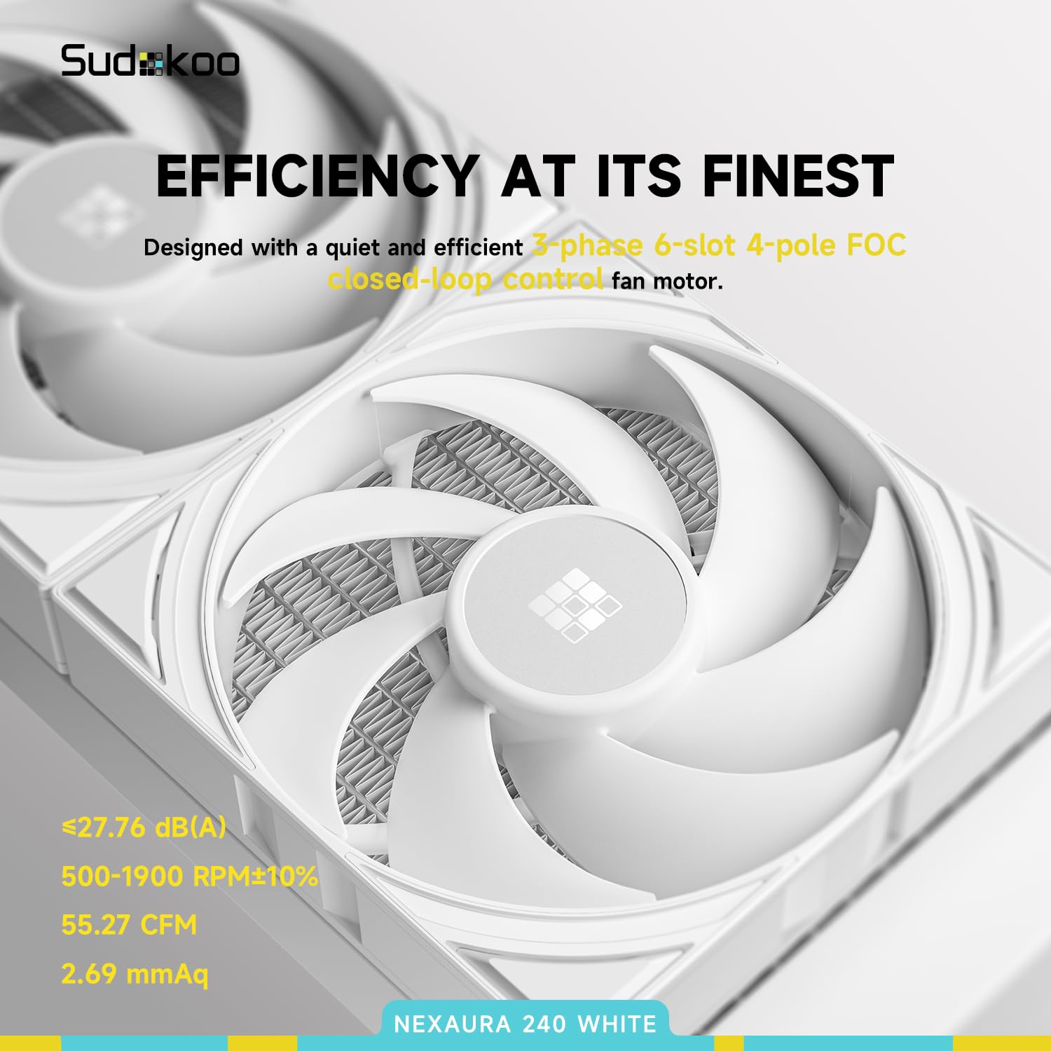 Sudokoo NEXAURA 240 Liquid CPU Cooler: 240mm AIO CPU Cooler with PWM Pump & ARGB Pump Head - Water Cooling with FDB Fans for Intel LGA 1851/1700/1200/115X AMD AM5/AM4 - Black - PuriLite