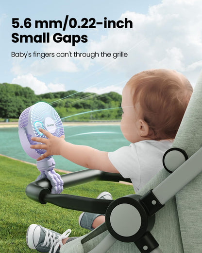 Gaiatop Mini Portable Pram Fan, Rechargeable Small Clip on Fan for Stroller, Detachable 3 Speed 360 Degree Rotate Flexible Tripod Handheld Desk Cooling Car Seat Crib Treadmill Travel Black - PuriLite