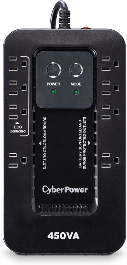 CyberPower EC850LCD Ecologic Battery Backup & Surge Protector UPS System, 850VA/510W, 12 Outlets, ECO Mode, Compact, Uninterruptible Power Supply - PuriLite
