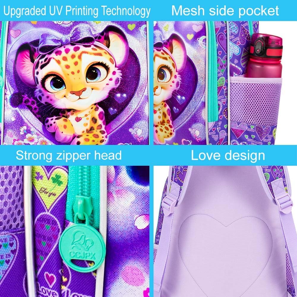 3pcs Backpack for Boys and Girls, 16” Kids Kindergarten Bookbag with Lunch Box, Cute Elementary Backpacks for Boy Girl - PuriLite