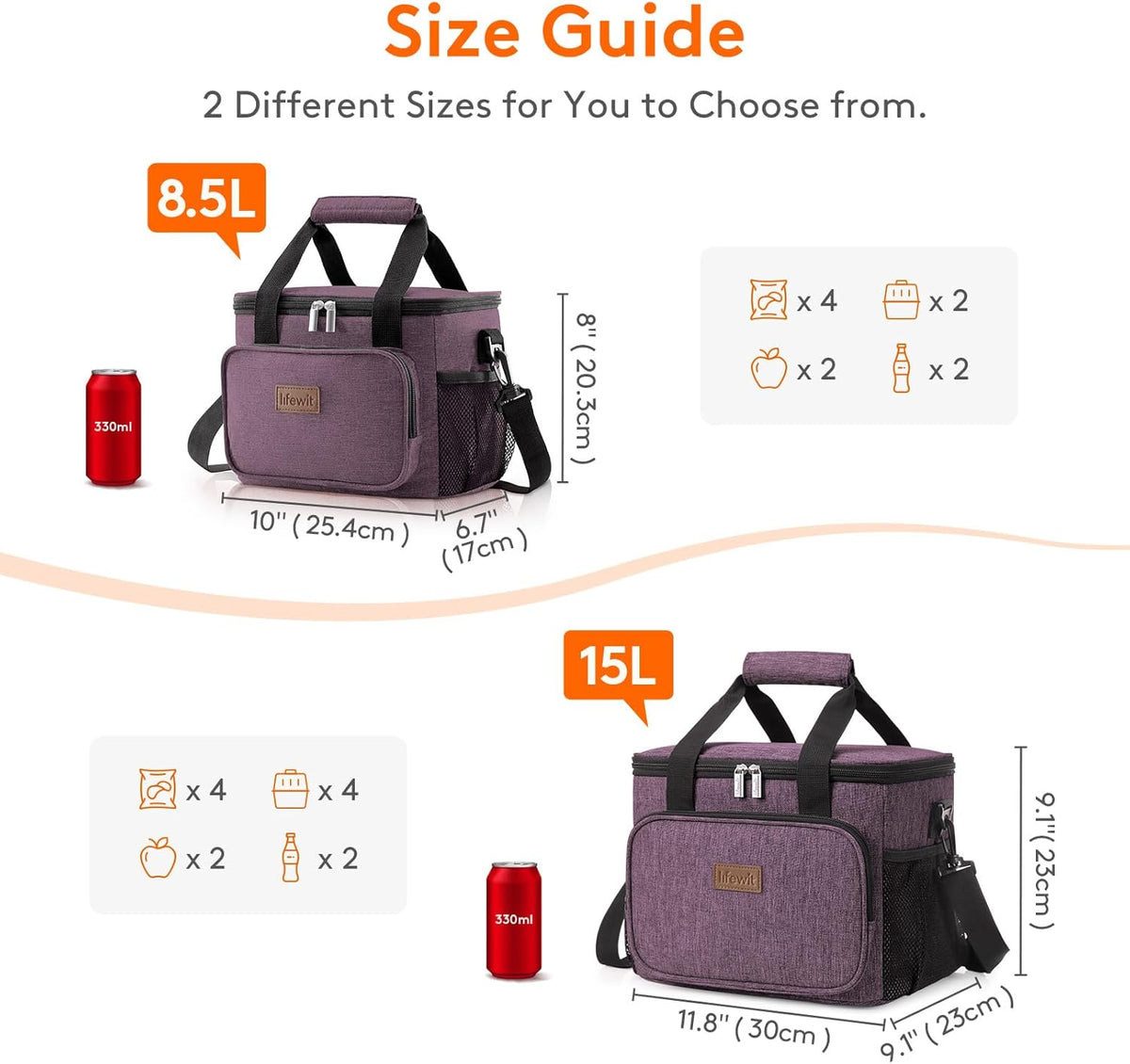 Lifewit Large Lunch Bag for Adults, 24-Can 15L Insulated Lunch Box Leakproof Soft Cooler Cooling Tote for Men Women, Waterproof Reusable Cooler Bags for Work Office Outdoor Picnic Camping, Black - PuriLite
