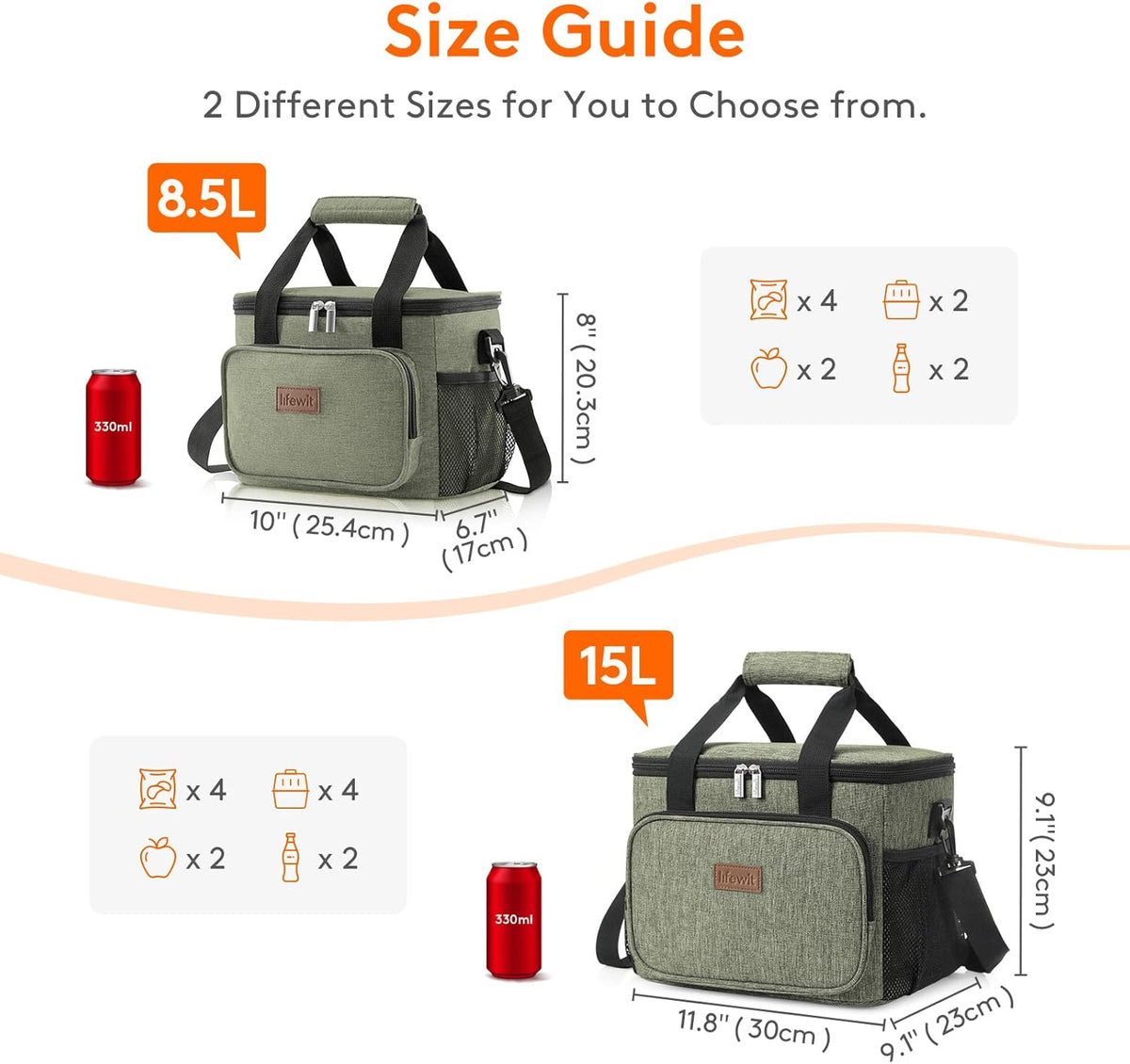 Lifewit Large Lunch Bag for Adults, 24-Can 15L Insulated Lunch Box Leakproof Soft Cooler Cooling Tote for Men Women, Waterproof Reusable Cooler Bags for Work Office Outdoor Picnic Camping, Black - PuriLite