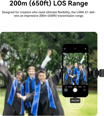 Hollyland Lark A1 Duo - Wireless Microphone USB C for iPhone 16/15 & Android (2TX + USB-C RX + Charging Case), Magnetic Mic for YouTube, TikTok, Podcast, Interviews (Black) - PuriLite