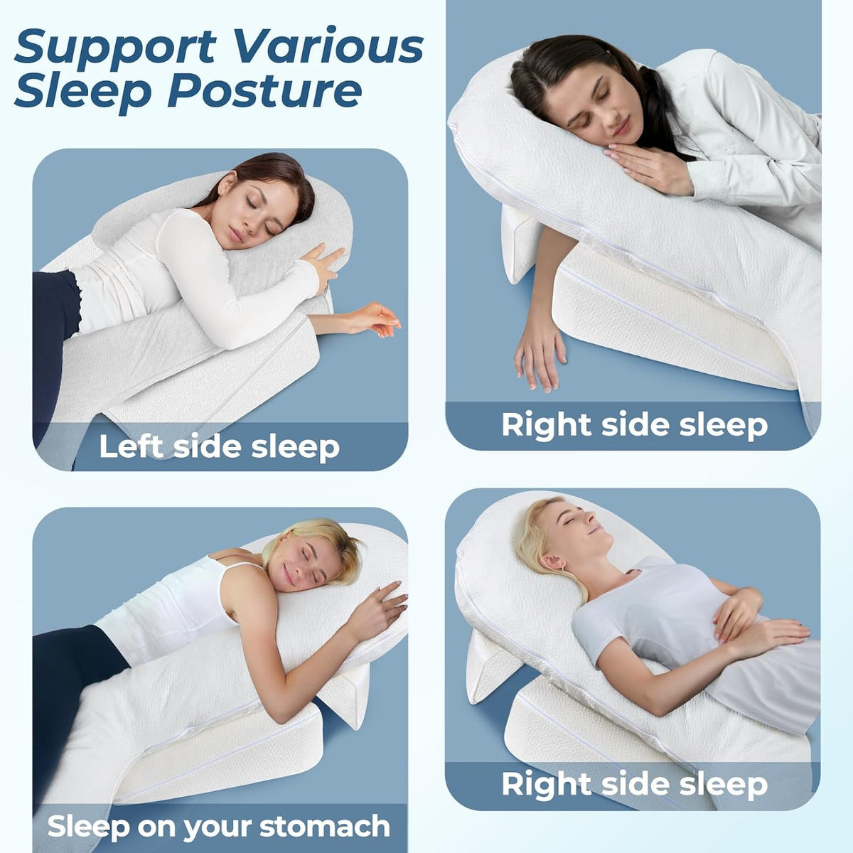 SAHEYER Side Sleeper Pillows with Arm Hole, Shoulder Relief Wedge and Body Pillow System for Adults, Shredded Memory Foam Long Pillow for Shoulder Pain, Acid Reflux and GERD,Large Size(5'10 Within)