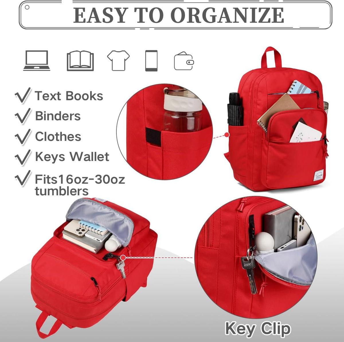 School Backpack for Men Women,Vaschy Lightweight School Bag Bookbag Casual Daypack for High School/College/Teens/Travel/Work - PuriLite