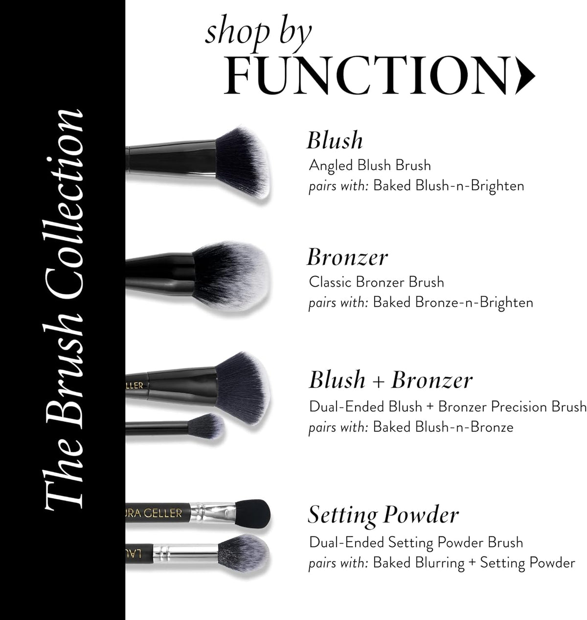 LAURA GELLER NEW YORK Dual-Ended Blush + Bronzer Brush - Blush Bronzer Contour Face Makeup Brush - PuriLite