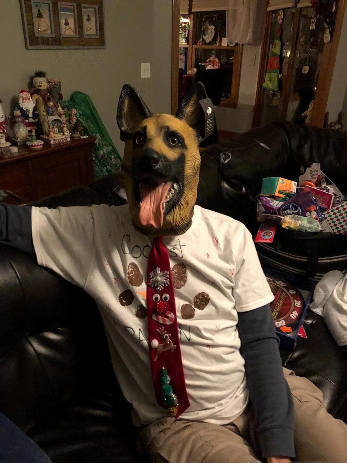 Dog Head Mask Halloween Party Dog Costume Masks Mask Underdog Costume Latex Animal Head Mask (German shepherd) - PuriLite