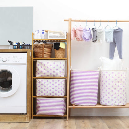 Sea Team 16.5 x 11.8 x 9.8 inches Square Canvas Fabric Storage Bins Shelves Storage Baskets Organizers for Nursery & Kid's Room, Grey Stripe - PuriLite