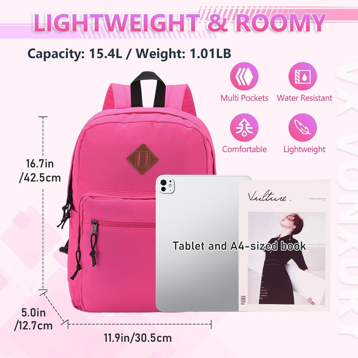 School Backpack for Kids,Lightweight Water Resistant Work Travel Backpack for Women Men Teens VONXURY - PuriLite