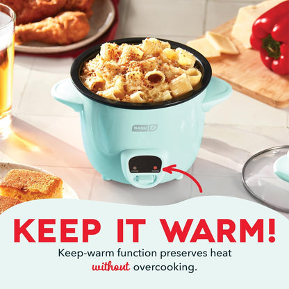 Dash DRCM200GBAQ04 Mini Rice Cooker with Keep Warm, 2 cup, Aqua - PuriLite