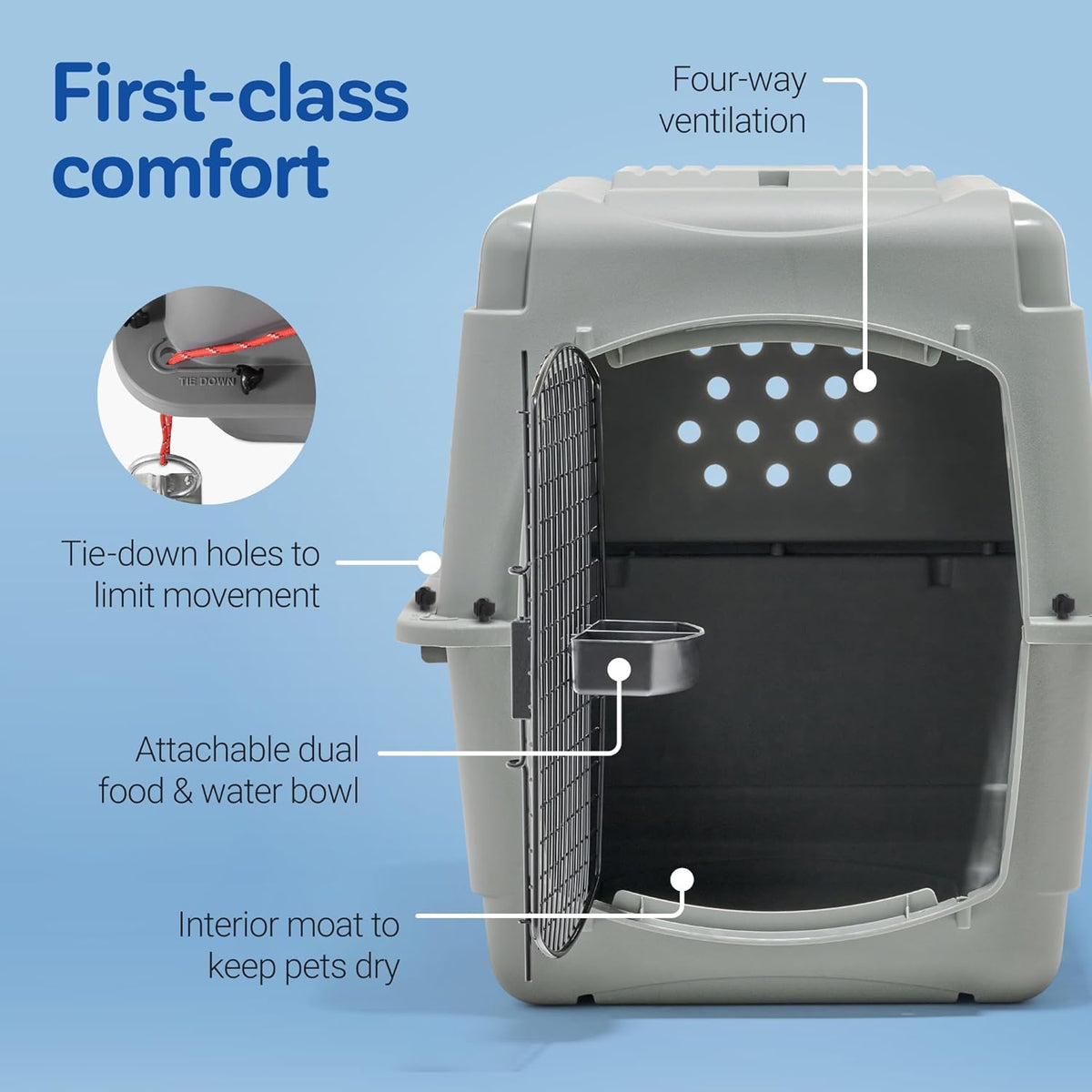 Petmate 00200 Sky Kennel for Pets from 25 to 30-Pound, Light Gray - PuriLite