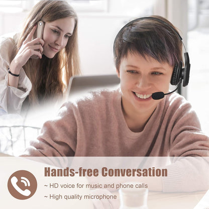COMEXION Trucker Bluetooth Headset V5.0, Wireless Headset with Noise Canceling&Mute Microphone for Cell Phones, On Ear Bluetooth Headphone for Computer, Zoom Meetings, Skype, Home Office - PuriLite