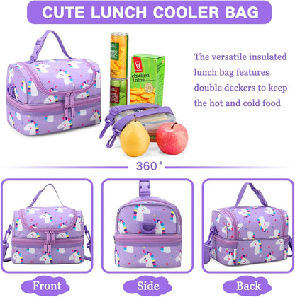 VASCHY Lunch Box Bag Men, Insulated Two Compartments Bento Cooler Bags for Adults/Women/Kids for School,Daycare,Kindergarten,Picnic Black - PuriLite