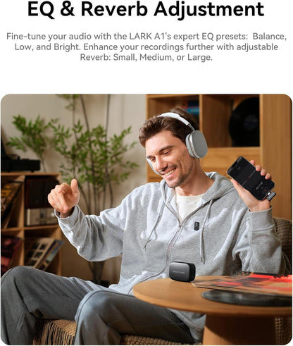 Hollyland Lark A1 Duo - Wireless Microphone USB C for iPhone 16/15 & Android (2TX + USB-C RX + Charging Case), Magnetic Mic for YouTube, TikTok, Podcast, Interviews (Black) - PuriLite