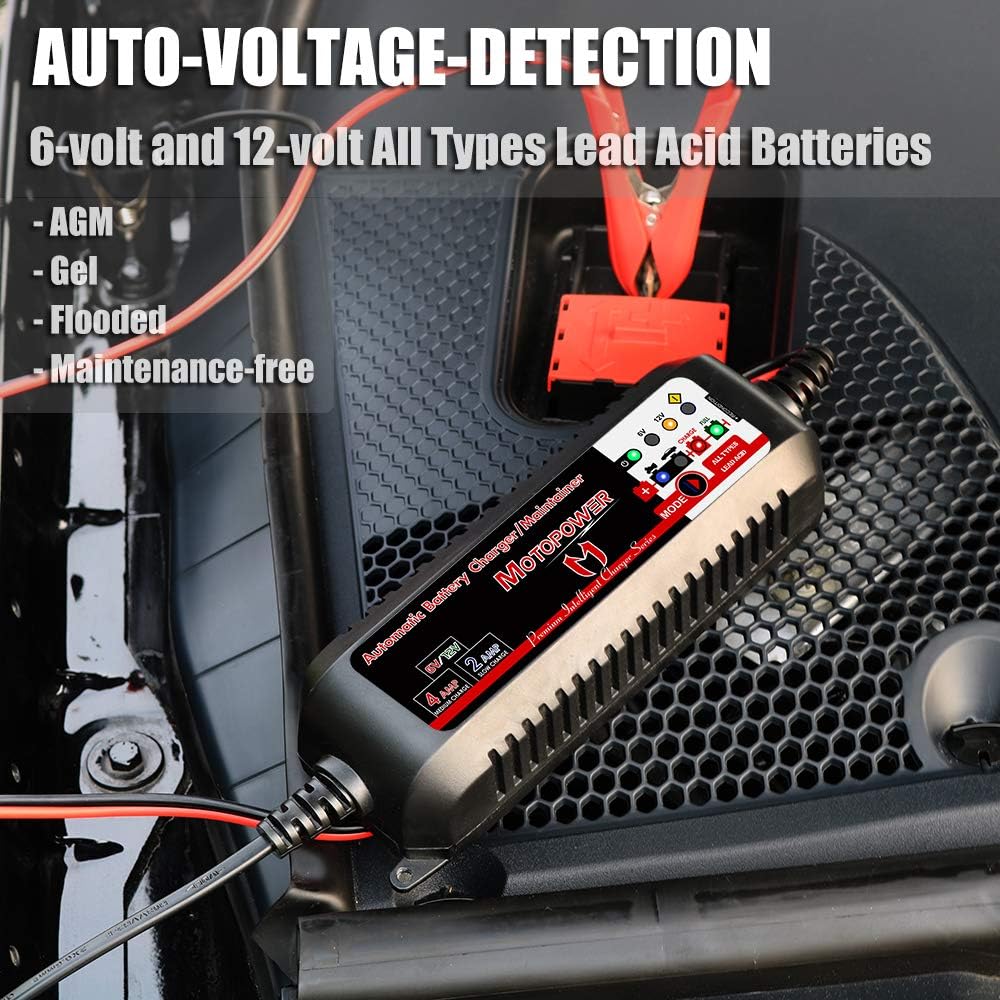 MOTOPOWER MP00205A 12V 800mA Fully Automatic Battery Charger/Maintainer - PuriLite