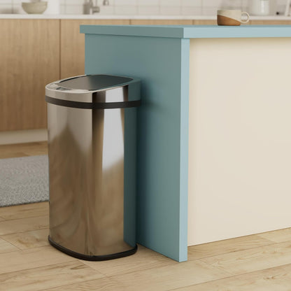 13 Gallon 50 Liter Garbage Can Kitchen Trash Can with Lid Automatic Sensor Touch Free Stainless Steel Waste Bin for Bathroom Bedroom Home Office,Black - PuriLite