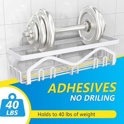 Coraje Adhesive Shower Caddy, 5-Pack Shower Shelves, Large Capacity Load Bearing 40 LBS Shower Organizer, No Drilling Shower Shelf, Rustproof Stainless Steel Bathroom Shower Storage, Black - PuriLite