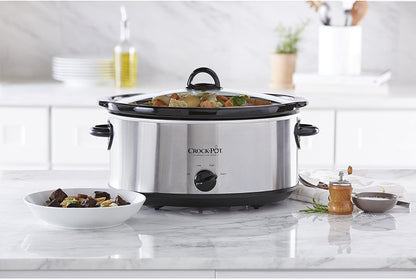 Crock-Pot 7-Quart Oval Manual Slow Cooker | Stainless Steel (SCV700-S-BR) - PuriLite