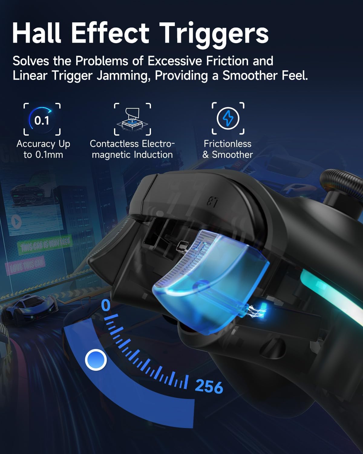 EasySMX X15 PC Controller - Enhanced Wireless Bluetooth Controller with Hall Joysticks/Hall Triggers/RGB Lighting - No Stick Drift, No Dead Zone - Work for Windows PC, Android, Steam and Switch - PuriLite