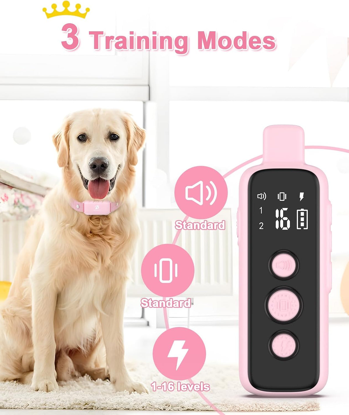 Bousnic Shock Collar for Dogs - Waterproof Rechargeable Dog Electric Training Collar with Remote for Small Medium Large Dogs with Beep, Vibration, Safe Shock Modes (8-120 Lbs) (Grey) - PuriLite