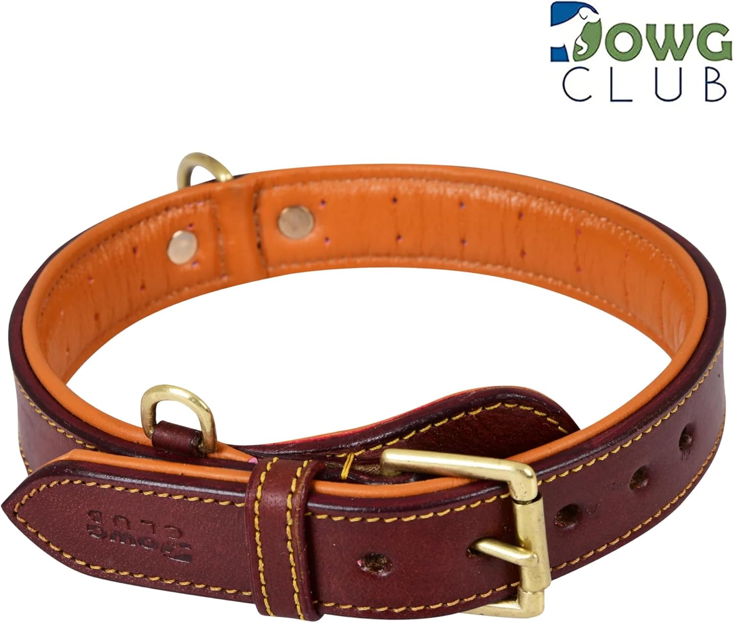DowgClub | Genuine Leather Dog Collar | Full Grain, Heavy Duty | Comfortable, Strong | Best for Pups, Small, Medium & Large Breeds | Pink, Brown, Black, Tan - PuriLite