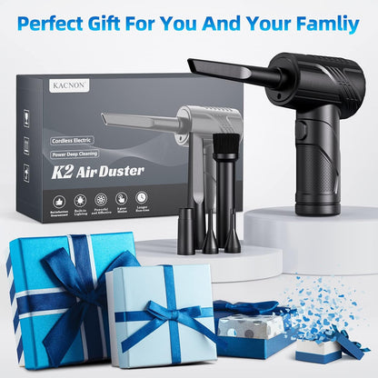 Compressed Air Duster, 130000RPM Electric Air Duster Replaces Compressed Air Cans, 3 Speed, Cordless Air Blower for Cleaning Camera Computer Household Pet Hair - PuriLite