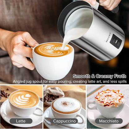 Secura Electric Milk Frother, Automatic Milk Steamer Warm or Cold Foam Maker for Coffee, Cappuccino, Latte, Stainless Steel Milk Warmer with Strix Temperature Controls (Black) - PuriLite