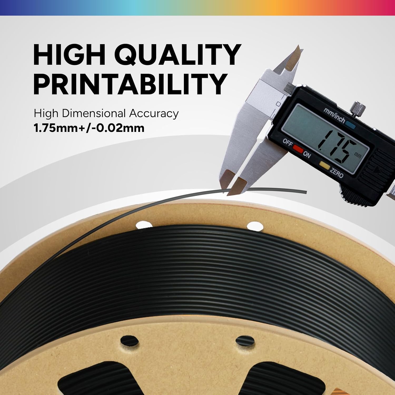 OVERTURE PLA Filament 1.75mm PLA 3D Printer Filament, 1kg Cardboard Spool (2.2lbs), Dimensional Accuracy +/- 0.02mm, Fit Most FDM Printer (Black 1-Pack) - PuriLite