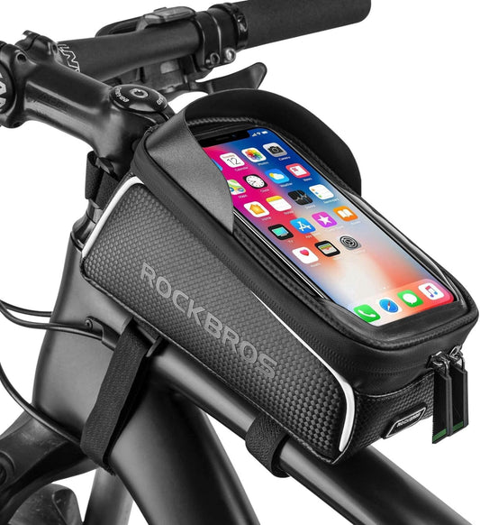 ROCKBROS Bike Phone Frame Bag 1.6L Bike Bag Waterproof Bike Accessories Touch Screen Bicycle Phone Case Compatible Phone Under 7” - PuriLite