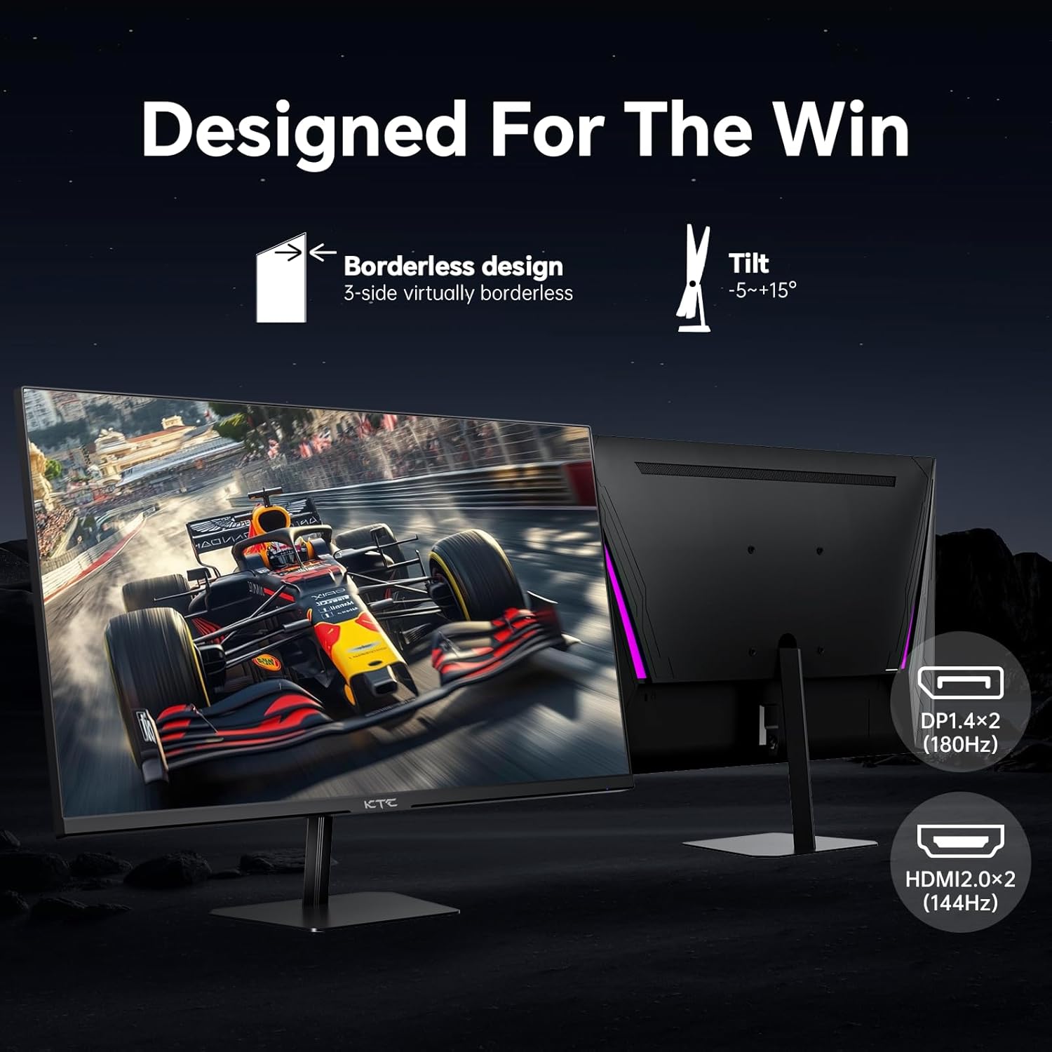 KTC 32 Inch 2K Computer Monitor, IPS 1440p Monitor with Ultra-Thin Bezels, HDR10, Freesync/G-sync, HDMI/DP Ports, Tilt Adjustable, Eyecare, Ideal for Business, Office, and Casual Gaming - PuriLite