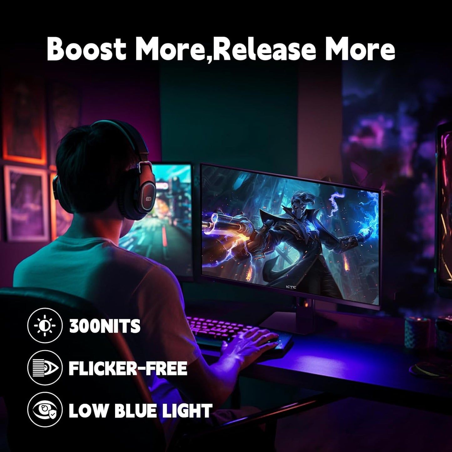 KTC 32 Inch 2K Computer Monitor, IPS 1440p Monitor with Ultra-Thin Bezels, HDR10, Freesync/G-sync, HDMI/DP Ports, Tilt Adjustable, Eyecare, Ideal for Business, Office, and Casual Gaming - PuriLite