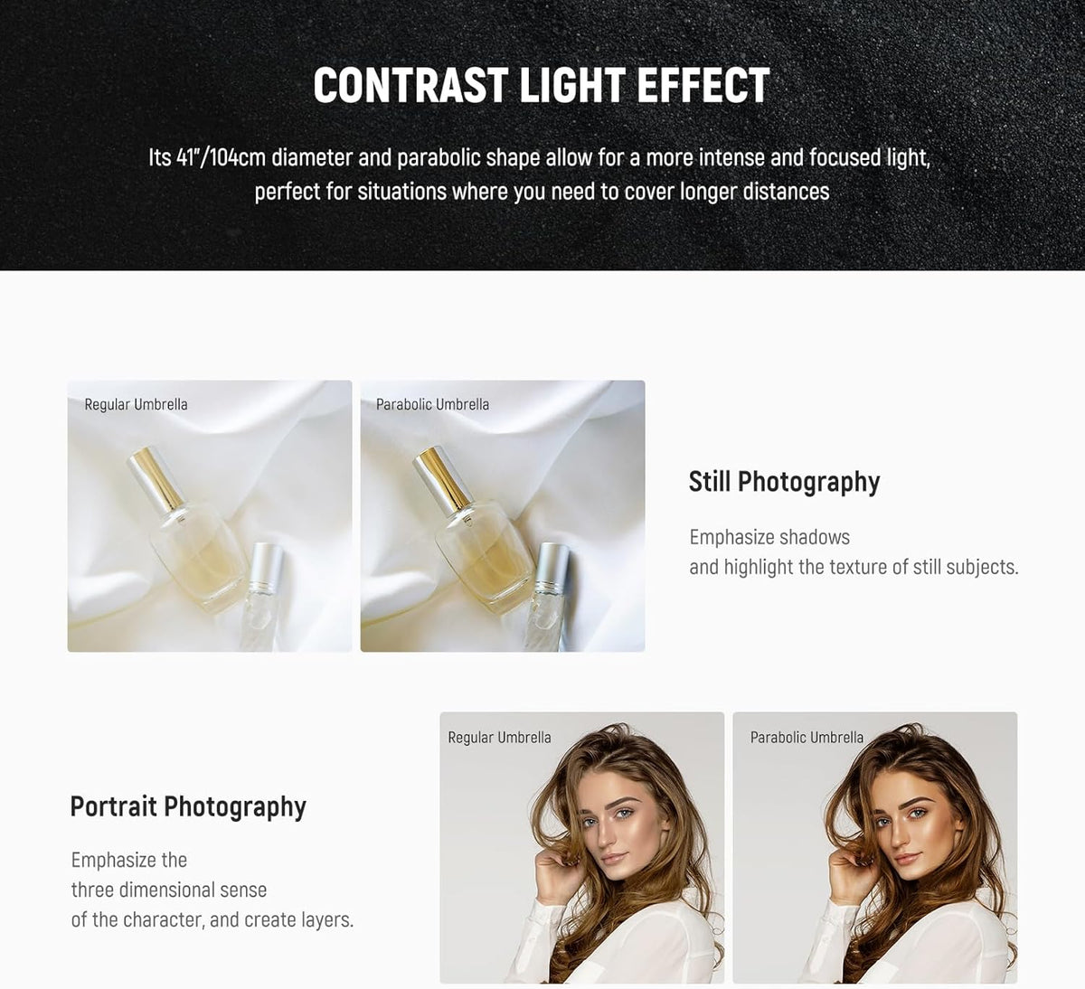 NEEWER 71"/180cm Parabolic Reflective Umbrella Photography with White Inner, Soft Lighting with Diffuser Cover, Bag, Quick Fold for Camera Photo Studio Video Light Shooting Monolight Flash, NS4U - PuriLite