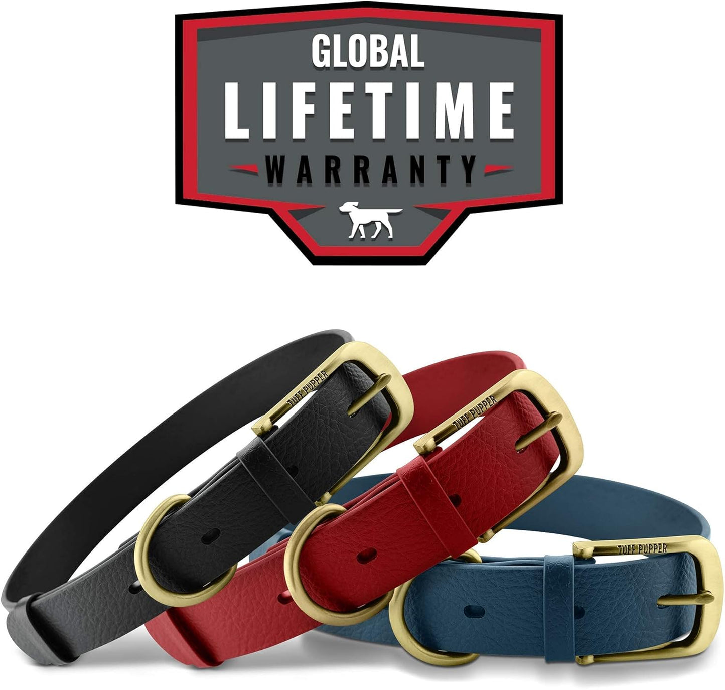 Tuff Pupper Classic Heavy Duty Dog Collar | 10x Stronger Than Leather | 100% Waterproof & Odor Proof Dog Collar | Tough Rust-Proof All Metal Hardware - PuriLite