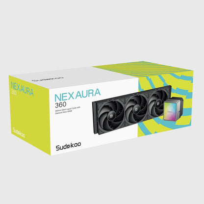 Sudokoo NEXAURA 240 Liquid CPU Cooler: 240mm AIO CPU Cooler with PWM Pump & ARGB Pump Head - Water Cooling with FDB Fans for Intel LGA 1851/1700/1200/115X AMD AM5/AM4 - Black - PuriLite