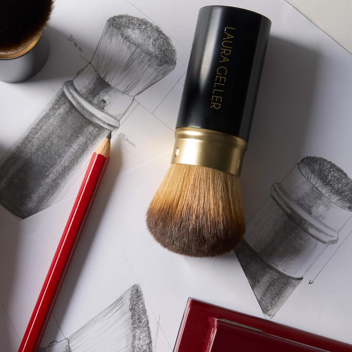 LAURA GELLER NEW YORK Dual-Ended Blush + Bronzer Brush - Blush Bronzer Contour Face Makeup Brush - PuriLite
