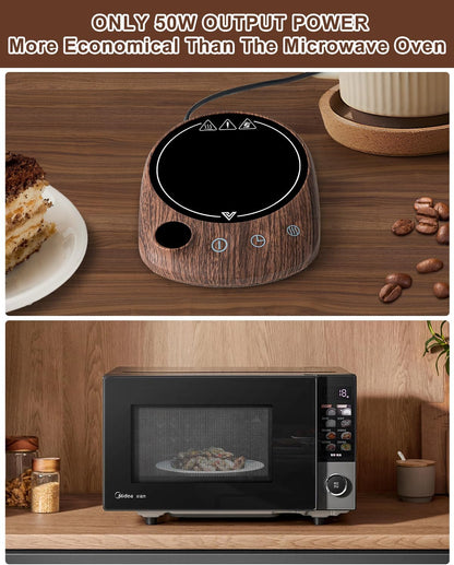 MYMULIKE Mug Warmer, Coffee Mug Warmer for Desk with 4 Temperature Settings (55℃/65℃/75℃/85℃), Coffee Warmer with Auto Shut Off, 1-12 Hour Timer, Desk Accessories for Office/Home - PuriLite