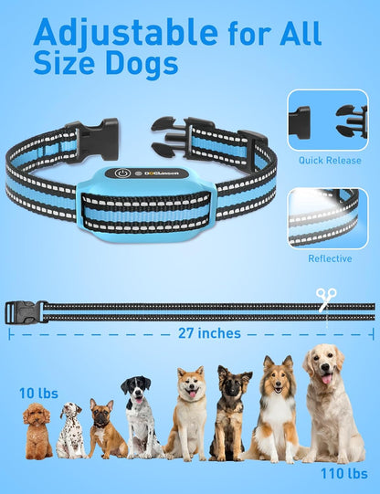 DOGLinsen 2-in-1 Bark and Shock Collar for Dogs, Smart Anti Barking Dog Training Collar with 5 Adjustable Sensitivity, Automatic Bark Collar with Remote, Vibration, Beep, Shock and Automatic - PuriLite