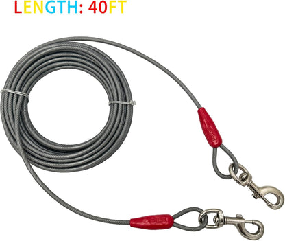 Petest 25ft Reflective Tie-Out Cable for Small Dogs Up to 35 Pounds - PuriLite