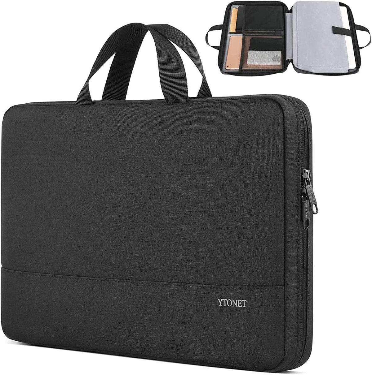 Ytonet Laptop Sleeve, 15.6 inch TSA Laptop Bag Laptop Case Water Resistant Computer Carrying Bag Compatible for Lenovo, HP, Dell, Asus Notebook, Gifts for Men Women, Grey - PuriLite