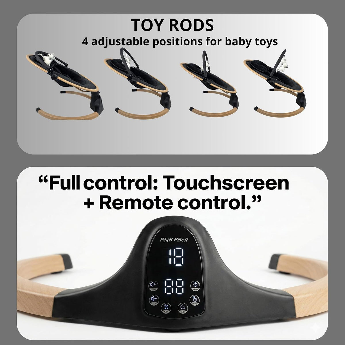 Baby Swings for Infants, Infant Swing, 3 Seat Positions, 5 Point Harness Belt, 5 Speeds and Remote Control - Portable Baby Swing for Indoor and Outdoor