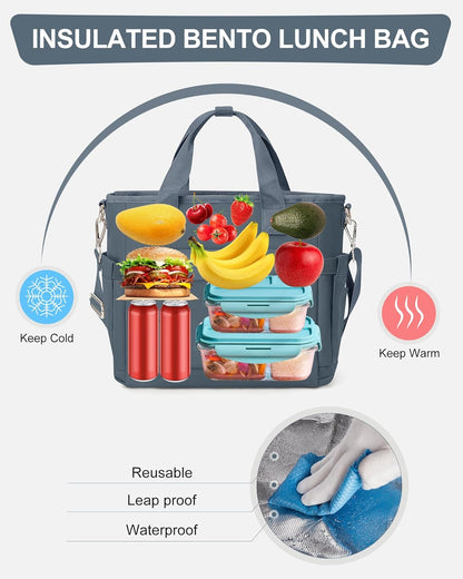 Lunch Bag Insulated Lunch Box Leakproof Lunch Tote Bags for Women Men,Portable Thermal Cooler Bag Lunch Containers with Shoulder Strap for Work, Family, Picnic, School, Outdoor,BBQ C2-Pinkpurple - PuriLite