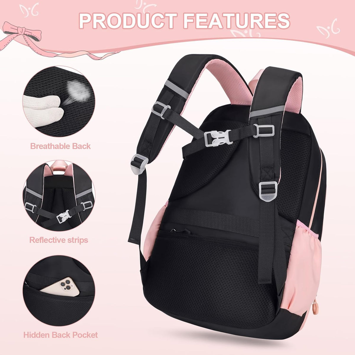 DIGOBAY Backpack for Girls, 3PCS Girls Backpack with Lunch Bag Pencil Case, Kids Backpack for Kindergarten Elementary School - PuriLite