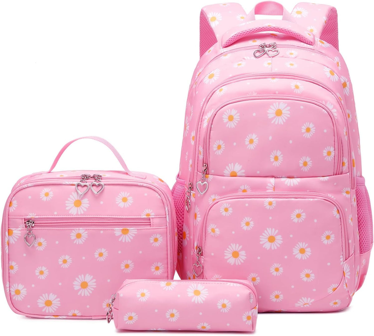 3Pcs Daisy Prints Backpack for Girls Bookbag set Primary School Daypack Elementary Students Knapsack with Lunch Box - PuriLite