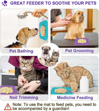 2 Pack Licking Mat for Dogs & Cats with Suction Cups, Dog Slow Feeder Lick Pat for Anxiety Relief, Dog Toys Feeding Mat for Butter Yogurt Peanut, Pets Bathing Grooming Training Mat - PuriLite