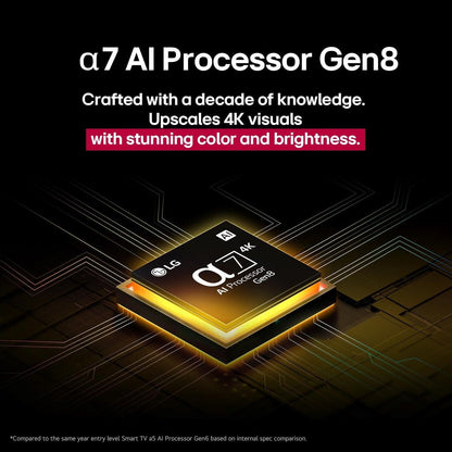 LG 43-Inch UA7700 Series 4K Smart TV - α7 AI Processor 4K, Dynamic Tone Mapping, Alexa Ready, HDR10, HGIG, ALLM, WebOS 25, Wi-Fi, Bluetooth, AI Upscaling, AI Sound, LG Channels (43UA7700PUB, 2025) - PuriLite