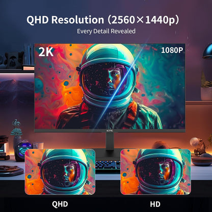 KTC 32 Inch 2K Computer Monitor, IPS 1440p Monitor with Ultra-Thin Bezels, HDR10, Freesync/G-sync, HDMI/DP Ports, Tilt Adjustable, Eyecare, Ideal for Business, Office, and Casual Gaming - PuriLite