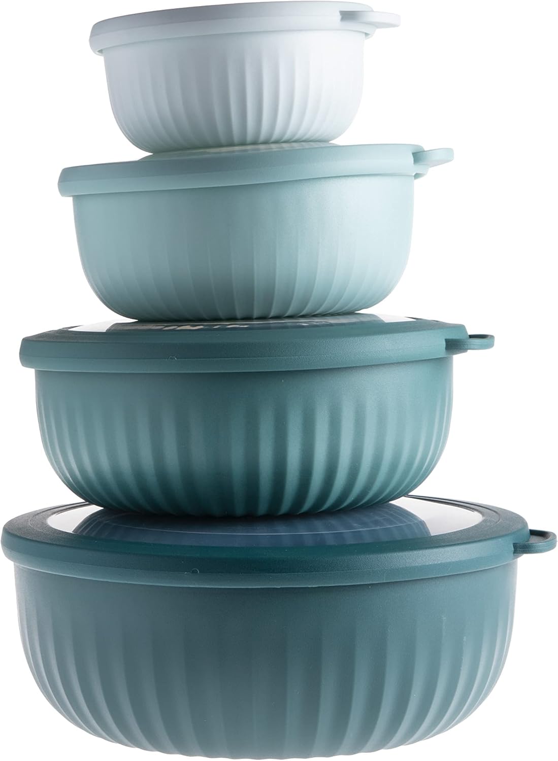 COOK WITH COLOR Prep Bowls with Lids- 8 Piece Nesting Plastic Small Mixing Bowl Set with Lids (Teal Ombre) - PuriLite