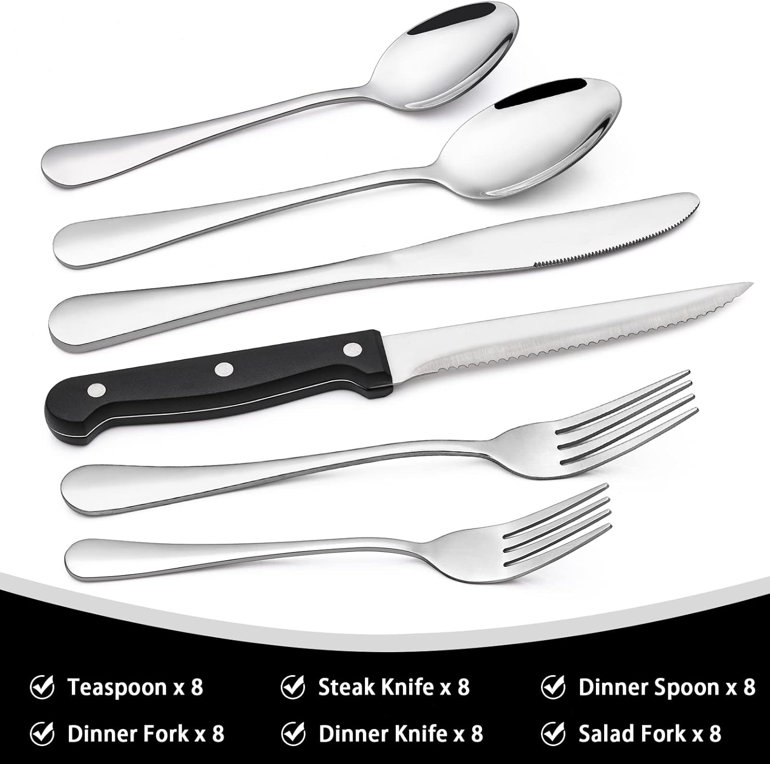 Purilite Select 48-Piece Silverware Set with Steak Knives - PuriLite
