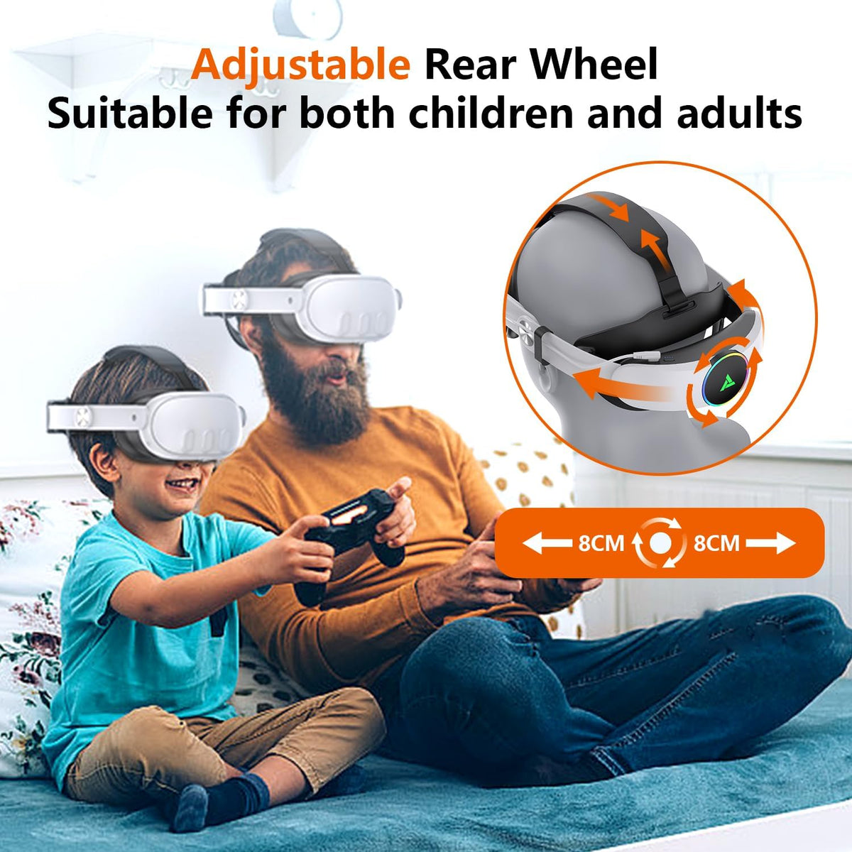 Foscomax RGB VR Headset for Oculus/Meta Quest 3/3S Head Strap with 10000mAh Battery, Rechargeable Elite Strap Extend 4-6H Playtime and Adjustable for VR Headset Compatible with Quest 3/3S Accessories - PuriLite